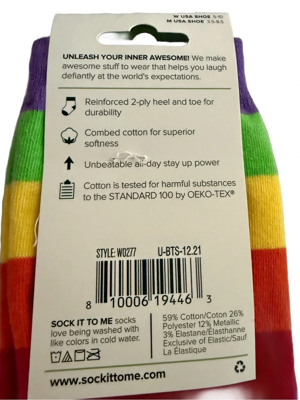 NEW Sock it To Me “Radiant Rainbow” Knee High - Shoe Size 5-10